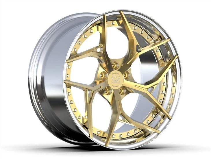 Golden Polished Wheels 21 Inch Customized 2-PC Rims Wheels For Ferrari