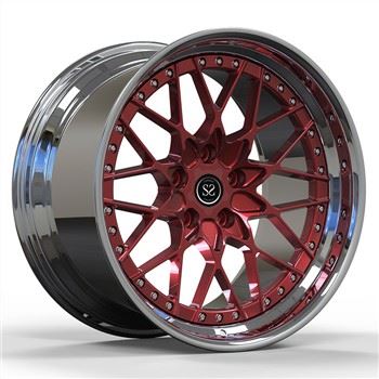 Bentley Benttayga 22X11 Custom 2-PC smidda legeringsfälgar polerad läpp plus matt röd skiva